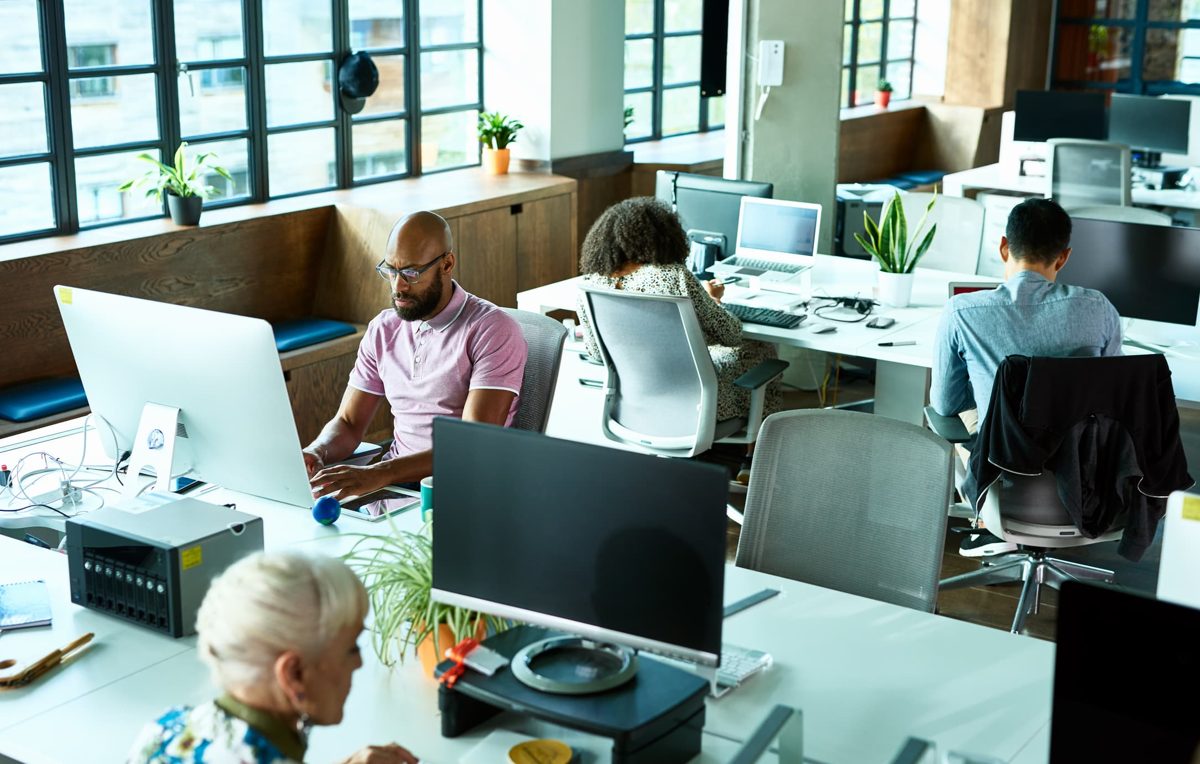 Modern office workspace running smoothly